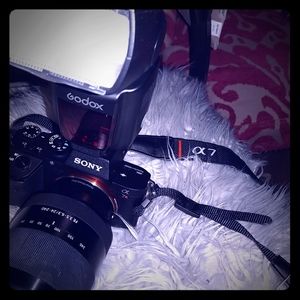 Sony a7r ii with lens and flash